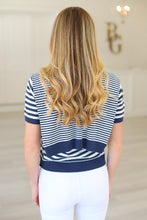Navy Stripe Knit With Faux Cardi