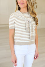 Tan Stripe Knit With Faux Cardi