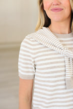 Tan Stripe Knit With Faux Cardi