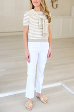 Tan Stripe Knit With Faux Cardi