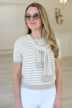 Tan Stripe Knit With Faux Cardi