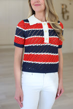 Navy + Red Striped Polo