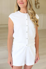 Textured Terry Sleeveless Cardigan, White