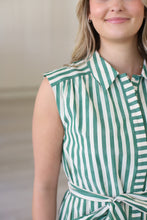 Green Stripe Shirtdress