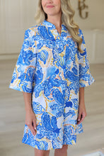 Nautical Whirl Button Pleated Dress
