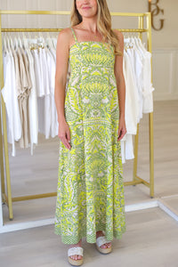 Annalisa Dress, Damask Limeaide