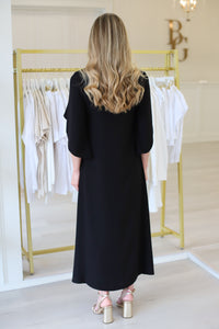 Meredith Midi Dress, Black