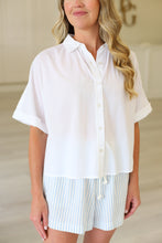 Elbow Sleeve Button Down, White