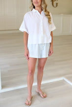 Elbow Sleeve Button Down, White