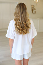 Elbow Sleeve Button Down, White