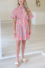Stripe America Button Shirt Dress
