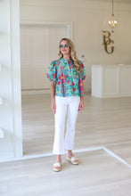 Tropical Pleat Sleeve Top