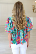 Tropical Pleat Sleeve Top