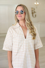 Check Denim V-Neck Pocket Dress