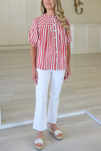 Stripe America Pleat Sleeve Top