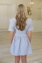 Striped Pocket Piped Shirt Dress