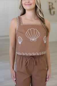 Karlie Shell Embroidered Tank