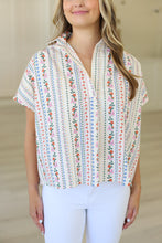 French Multi Floral V-Neck Signature Top