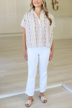 French Multi Floral V-Neck Signature Top