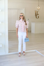 French Floral Ruffle Puff Sleeve Top