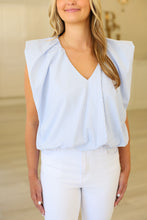 Stripe V-Neck Poplin Bubble Top