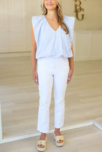 Stripe V-Neck Poplin Bubble Top