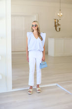 Stripe V-Neck Poplin Bubble Top