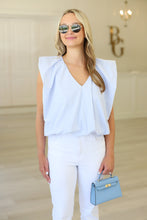 Stripe V-Neck Poplin Bubble Top