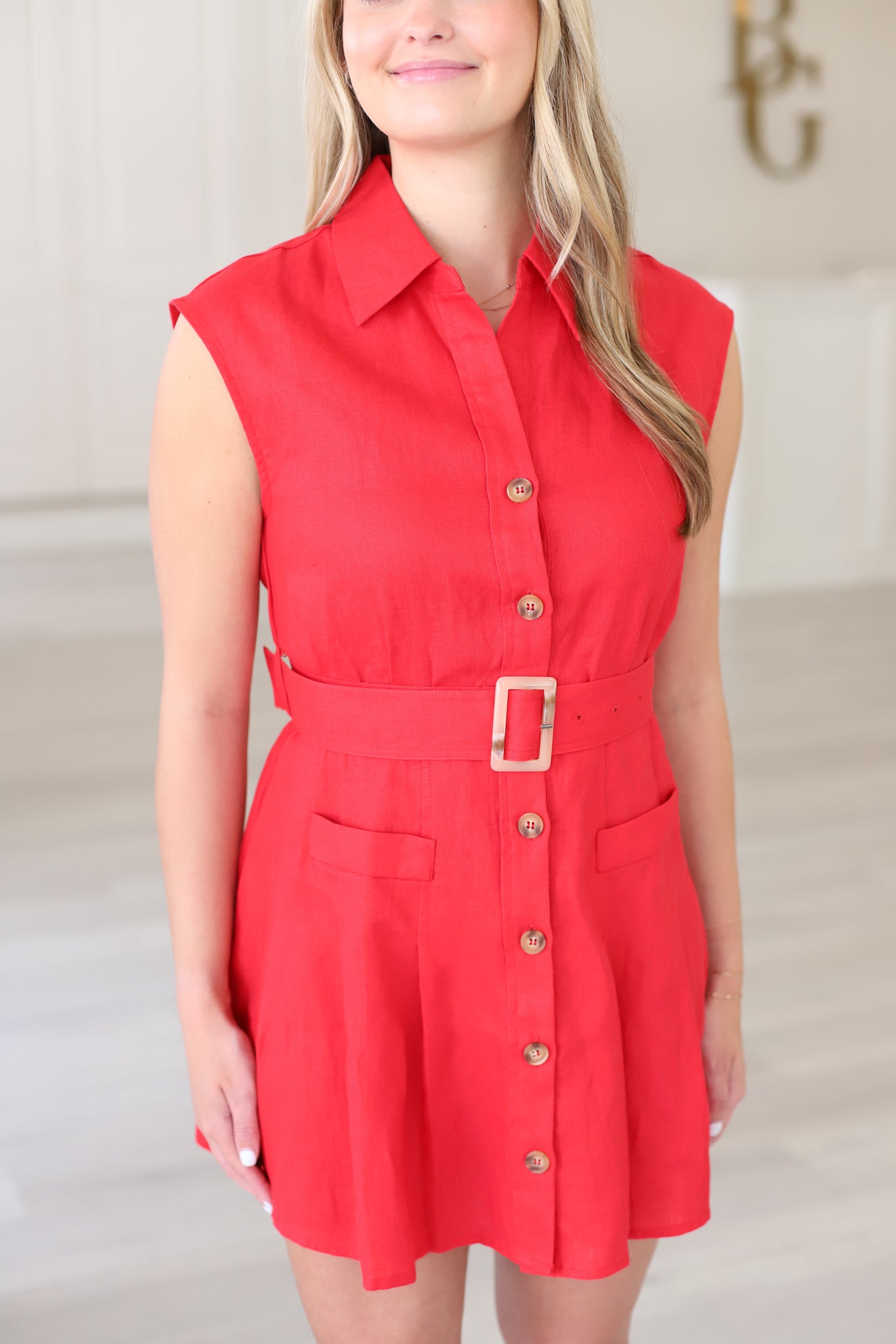 red shirt dress with belt Women Stylish Shirt Dress with Belt Raassio