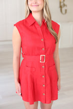 Solid Linen Belt Shirt Dress