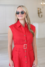 Solid Linen Belt Shirt Dress