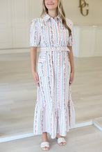 French Multi Floralpocket Belt Maxi Dress