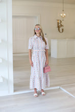 French Multi Floralpocket Belt Maxi Dress
