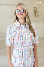 French Multi Floralpocket Belt Maxi Dress