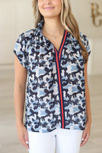 Short Sleeve Aspen Blouse, Blue Petit Camo