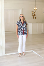 Short Sleeve Aspen Blouse, Blue Petit Camo
