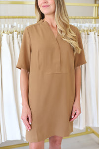Front Yoked Camel Dress
