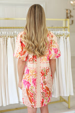 Floral Scarf Split Neck Dress