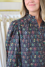 Victoria Floral Top, Navy