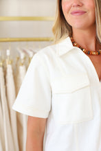 Ivory Denim Pocket Stitch Top