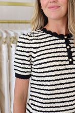 Stripe Button Front Knit Top