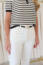 Stripe Button Front Knit Top