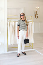 Stripe Button Front Knit Top