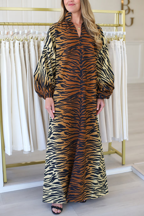 Fiona Dress, Tiger Jacquard