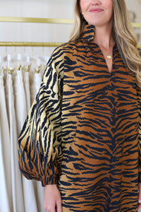 Fiona Dress, Tiger Jacquard