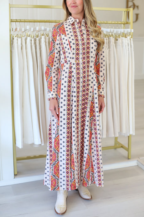 Classic Shirtdress, Crimson Mosaic