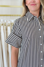 Gibbons Dress, Ganache Pinstripe