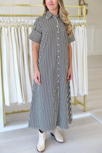 Gibbons Dress, Ganache Pinstripe