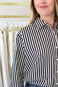 Boyfriend Shirt, Ganache Pinstripe