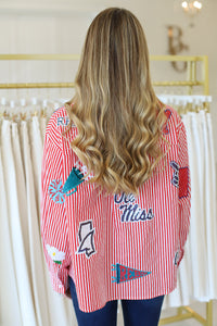 Ole Miss Mini Icon Striped Button Down